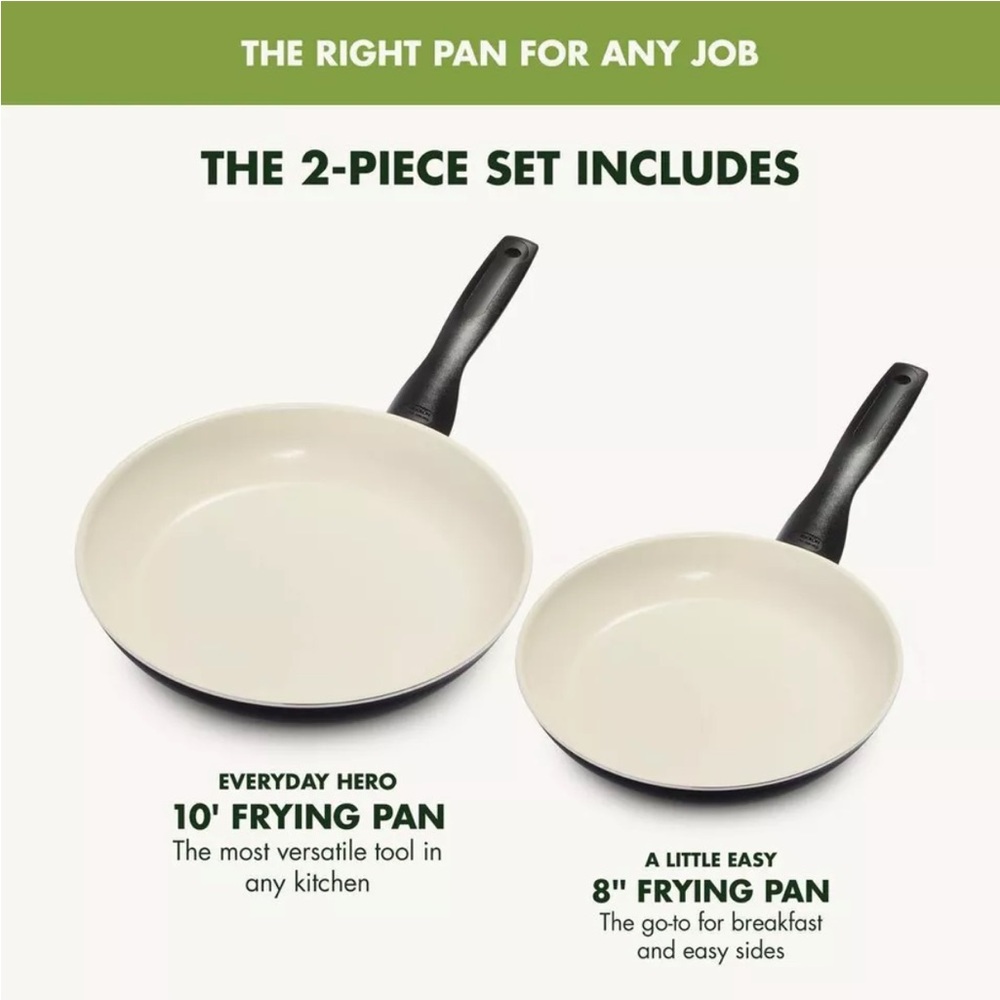 GreenPan Rio 8" and 11" Ceramic Non-Stick Breakfast Set Black